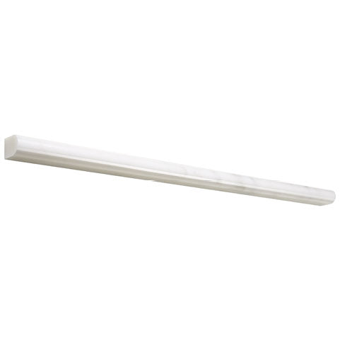 Oriental White 1/2 x 12 pencil liner with polished finish for sleek tile edge transitions.