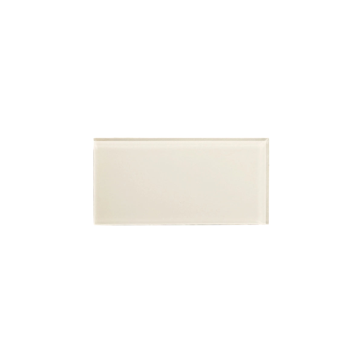 Radiant Surfaces Ivory Satin glossy glass 3×6 subway tile.