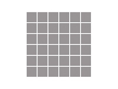 SeraPool Grid of small 2x2 gray porcelain pool mosaic tile squares on a white background