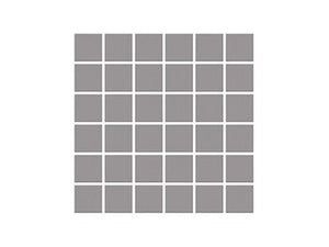 SeraPool Grid of small 2x2 gray porcelain pool mosaic tile squares on a white background