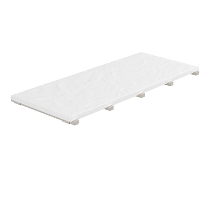 SeraPool Relax full-body porcelain concealed drain grate in White color and 12x26 size, studio image with integrated supports.