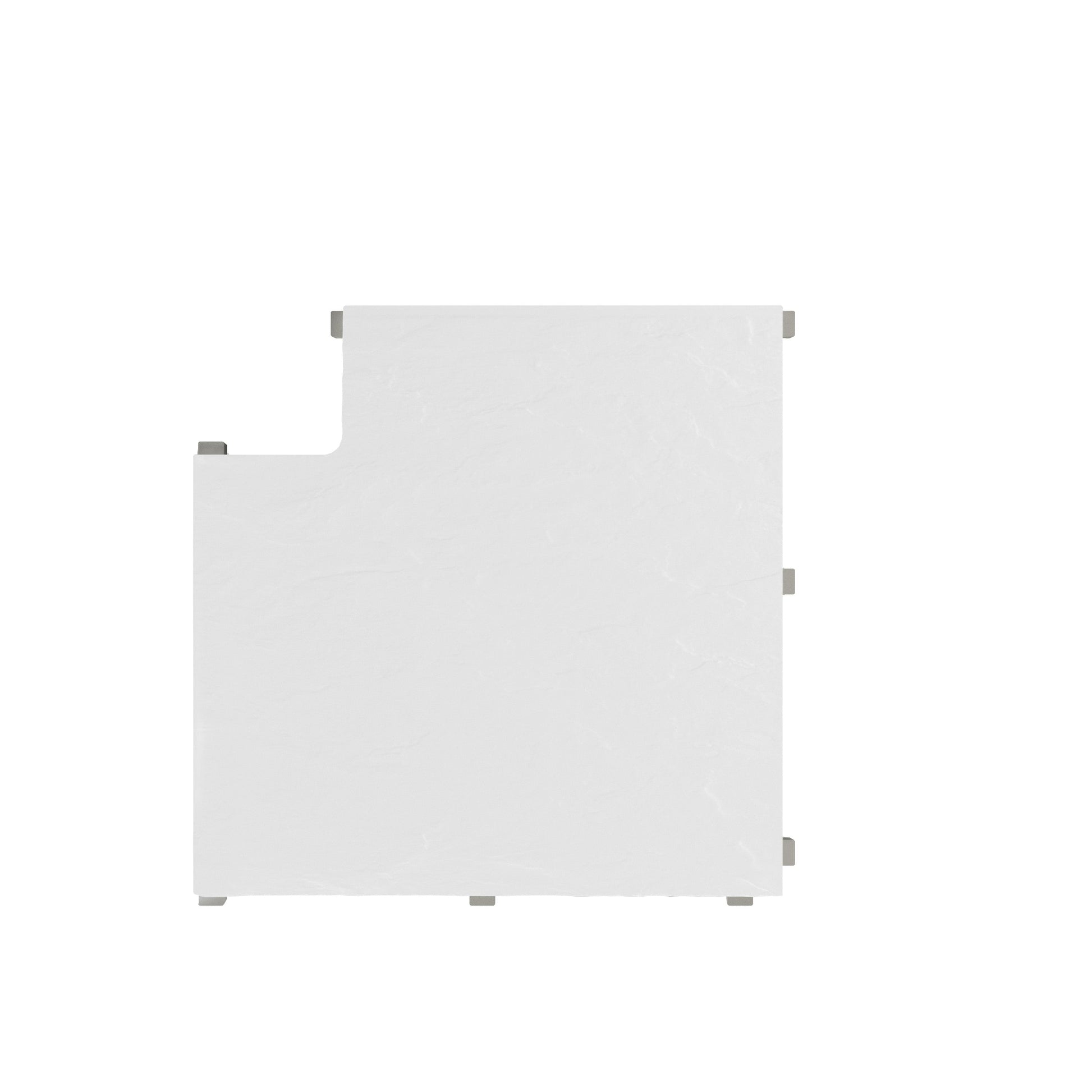 SeraPool Relax white full-body porcelain pool drain grate corner tile, 12×12, 90-degree corner piece (studio image).