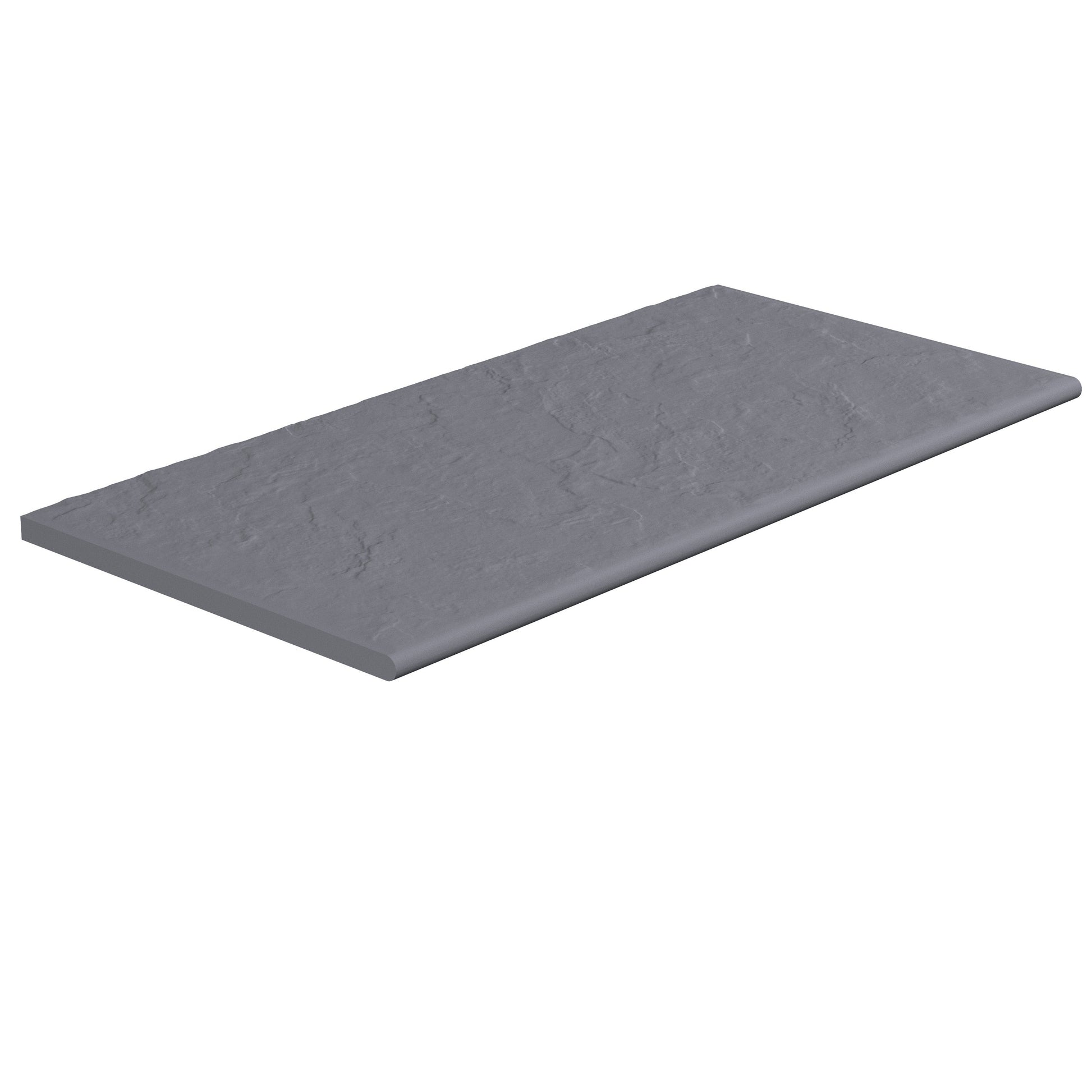 SeraPool Relax full-body porcelain pool coping, anthracite (charcoal gray) bullnose edge, textured poolside trim piece