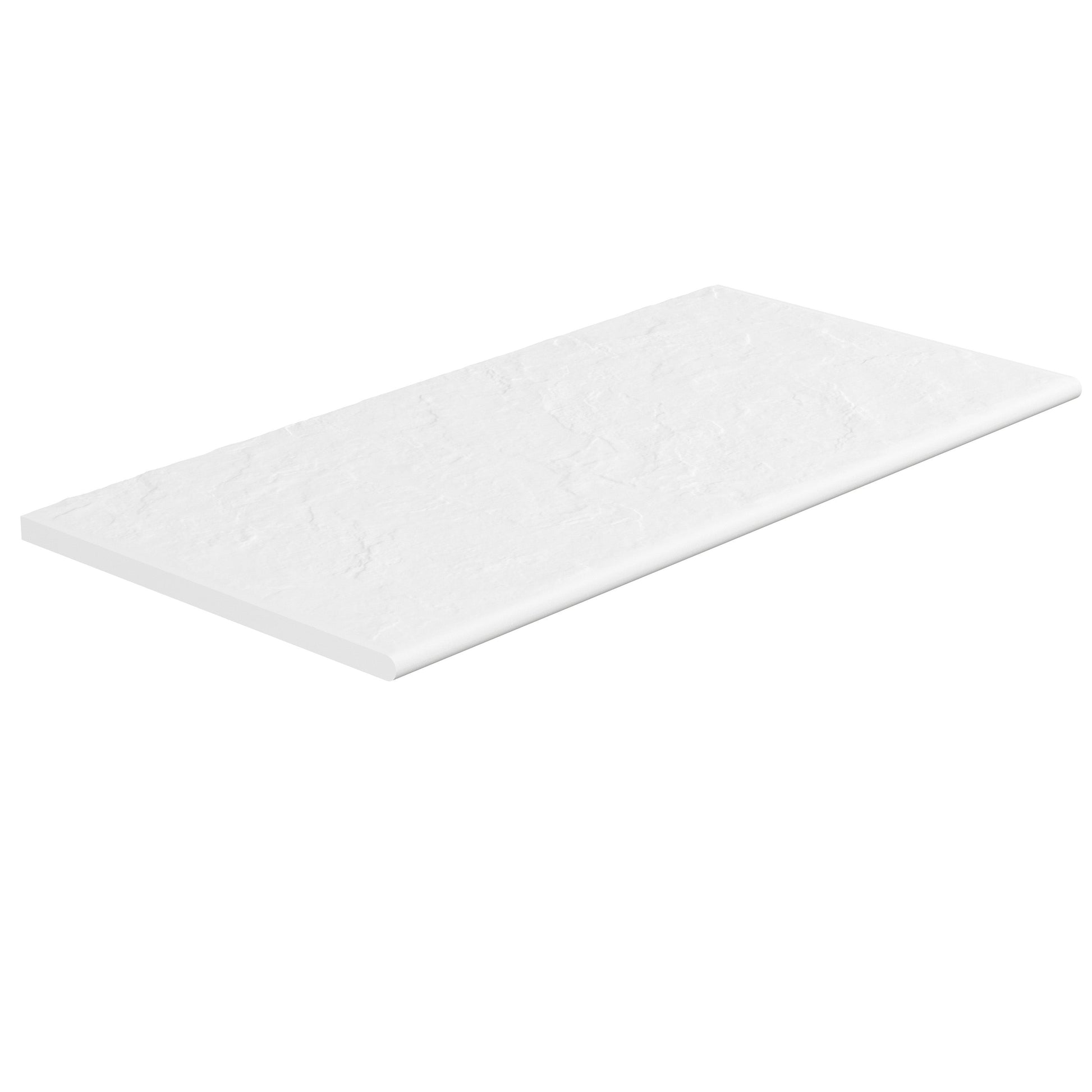 SeraPool Relax full-body porcelain pool coping, white bullnose edge, textured poolside trim piece