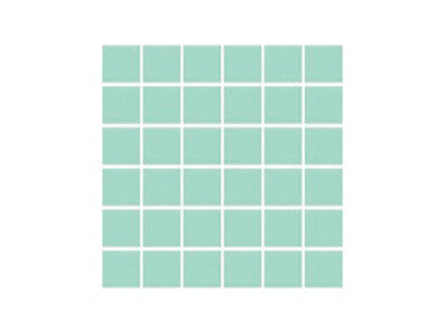 SeraPool Grid of small porcelain pool teal tiles on a white background