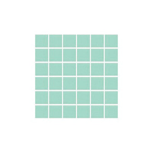 SeraPool Grid of small porcelain pool teal tiles on a white background