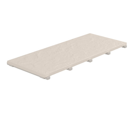 SeraPool Relax full-body porcelain concealed drain grate in Beige color and 12x26 size, studio image with integrated supports.