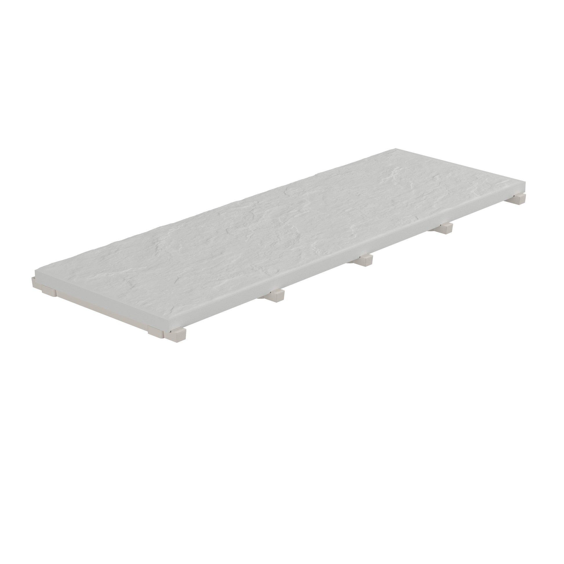 SeraPool Relax full-body porcelain concealed drain grate in Gray color and 10x26 size, studio image with integrated supports.
