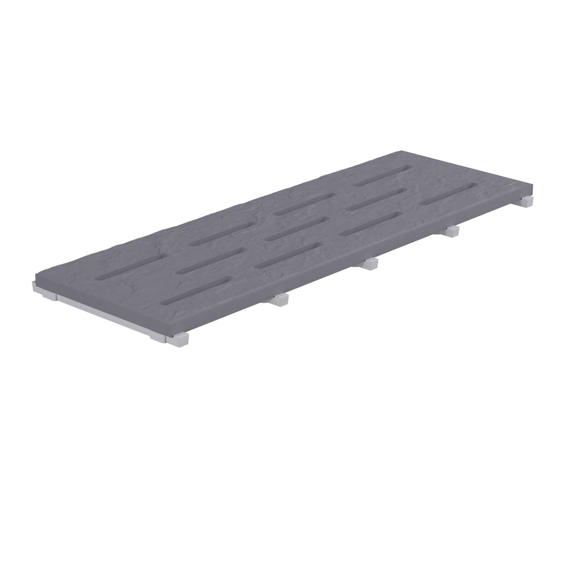 SeraPool Relax anthracite full-body porcelain pool drain grate, 10×26, studio product image on white background.