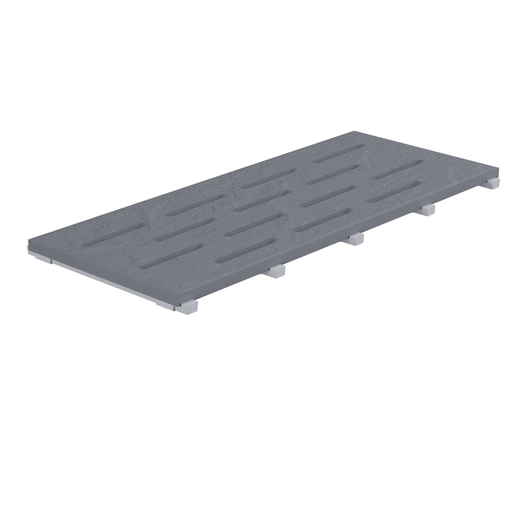 SeraPool Relax anthracite full-body porcelain pool drain grate, 12×26, studio product image on white background.