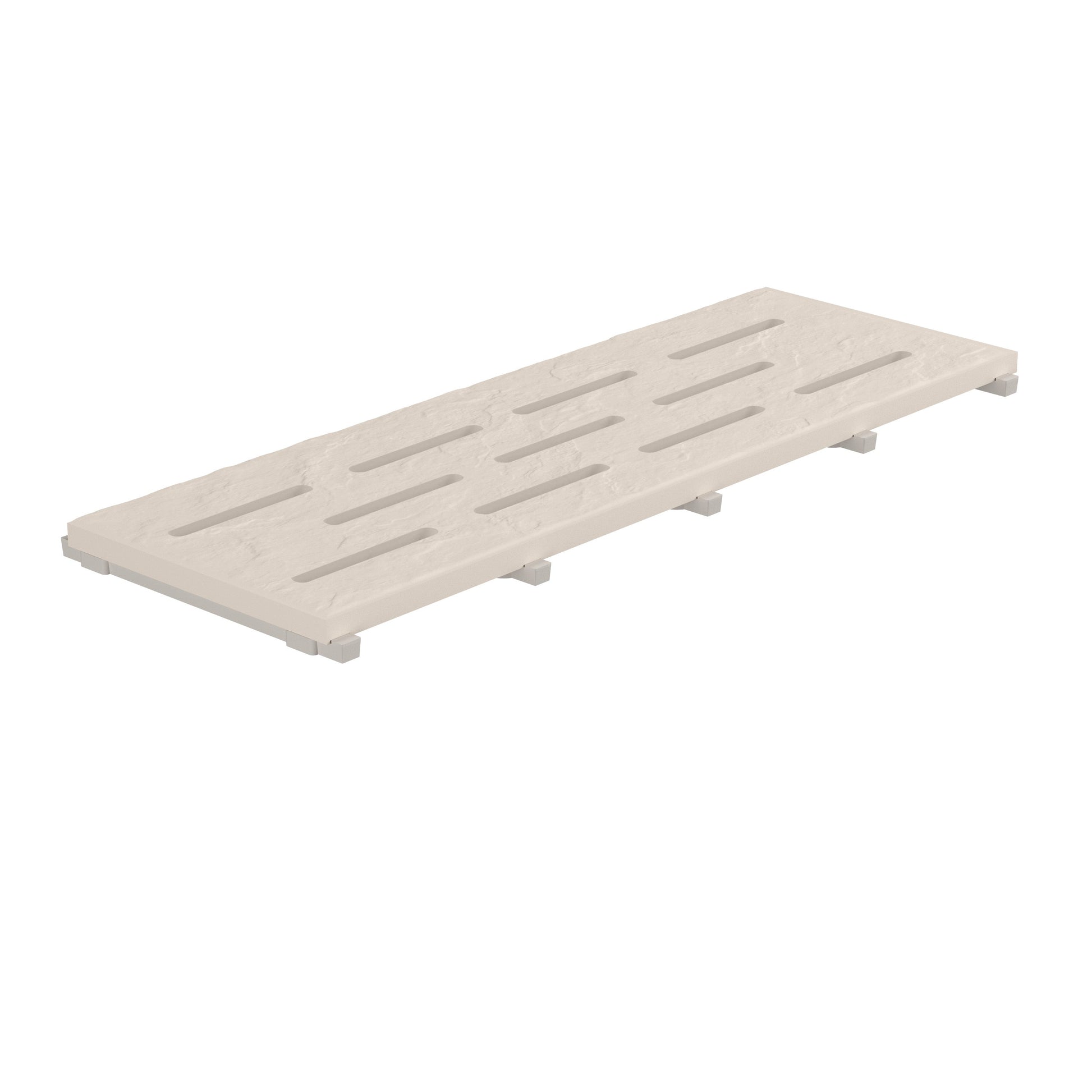 SeraPool Relax beige full-body porcelain pool drain grate, 10×26, studio product image on white background.