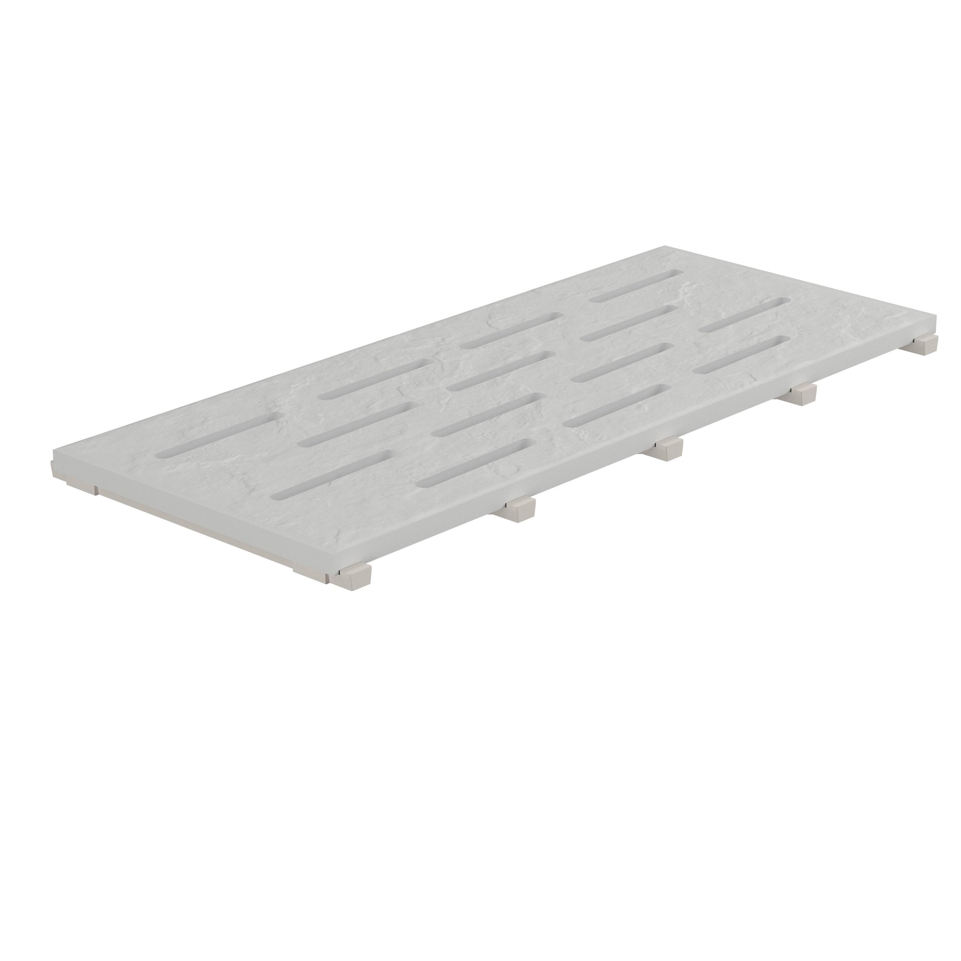 SeraPool Relax gray full-body porcelain pool drain grate, 12×26, studio product image on white background.