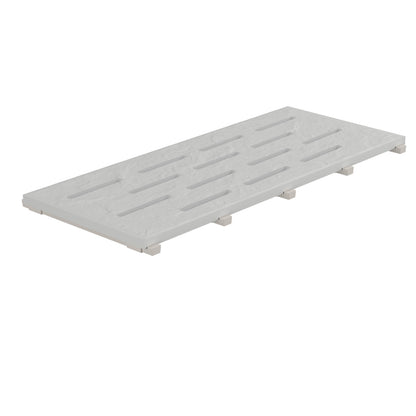 SeraPool Relax gray full-body porcelain pool drain grate, 12×26, studio product image on white background.