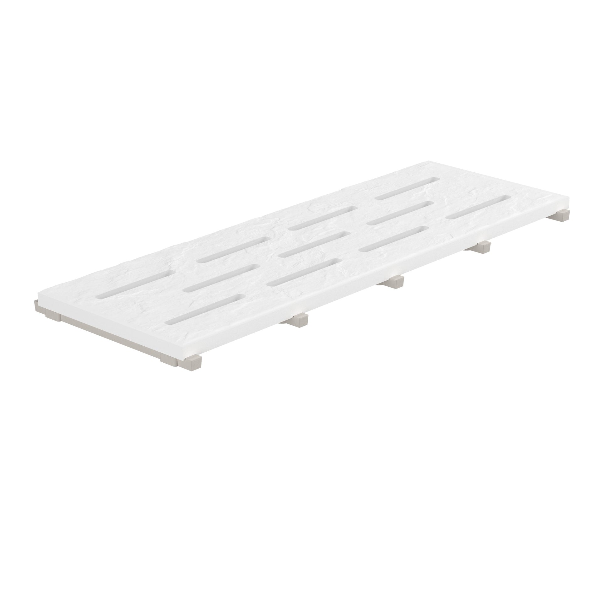 SeraPool Relax white full-body porcelain pool drain grate, 10×26, studio product image on white background.