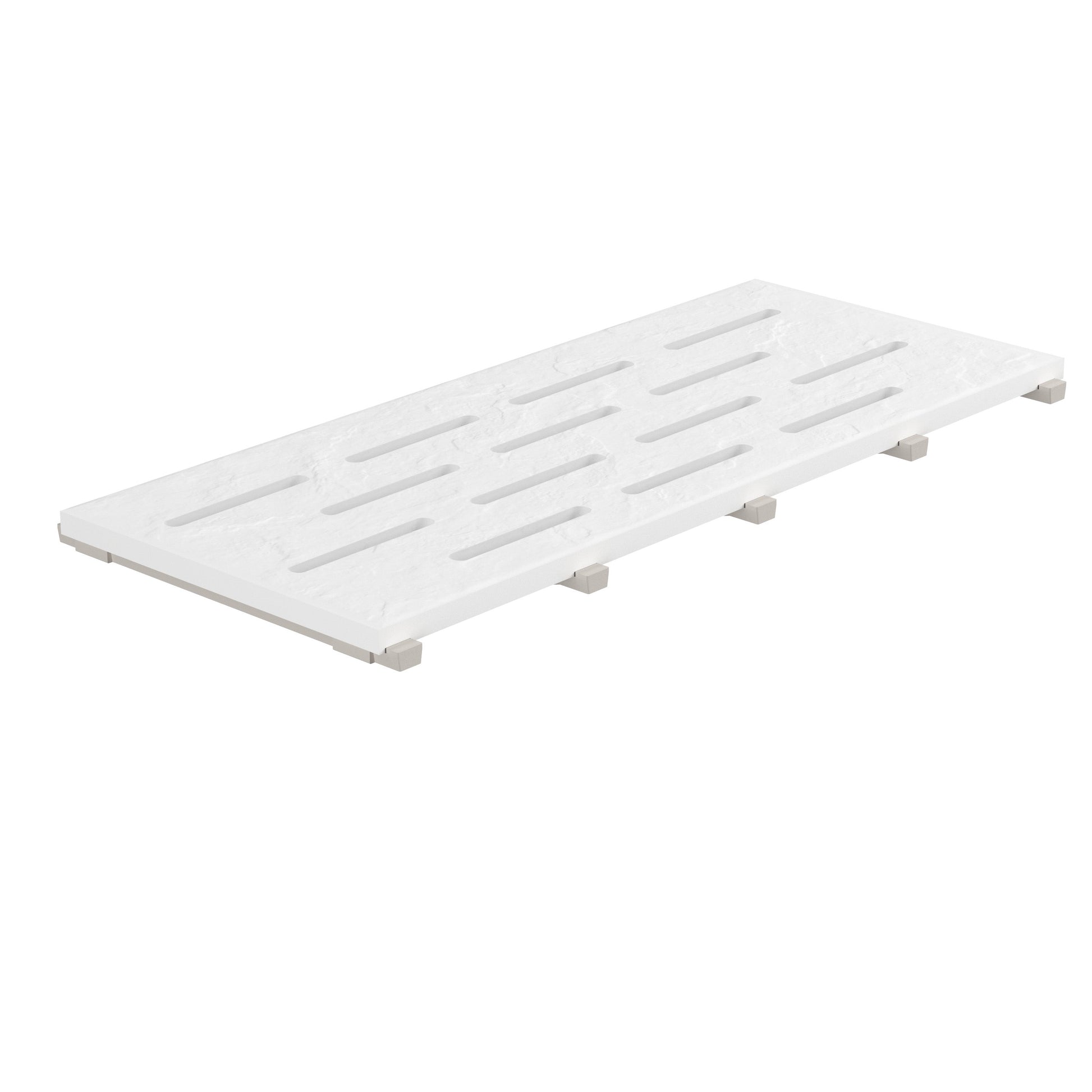 SeraPool Relax white full-body porcelain pool drain grate, 12×26, studio product image on white background.