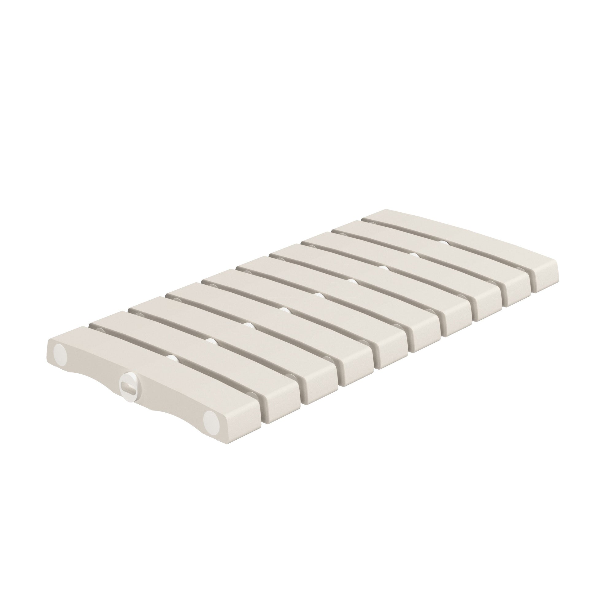 SeraPool Relax flexible porcelain drain grate, beige, 10×20, studio view on white background.