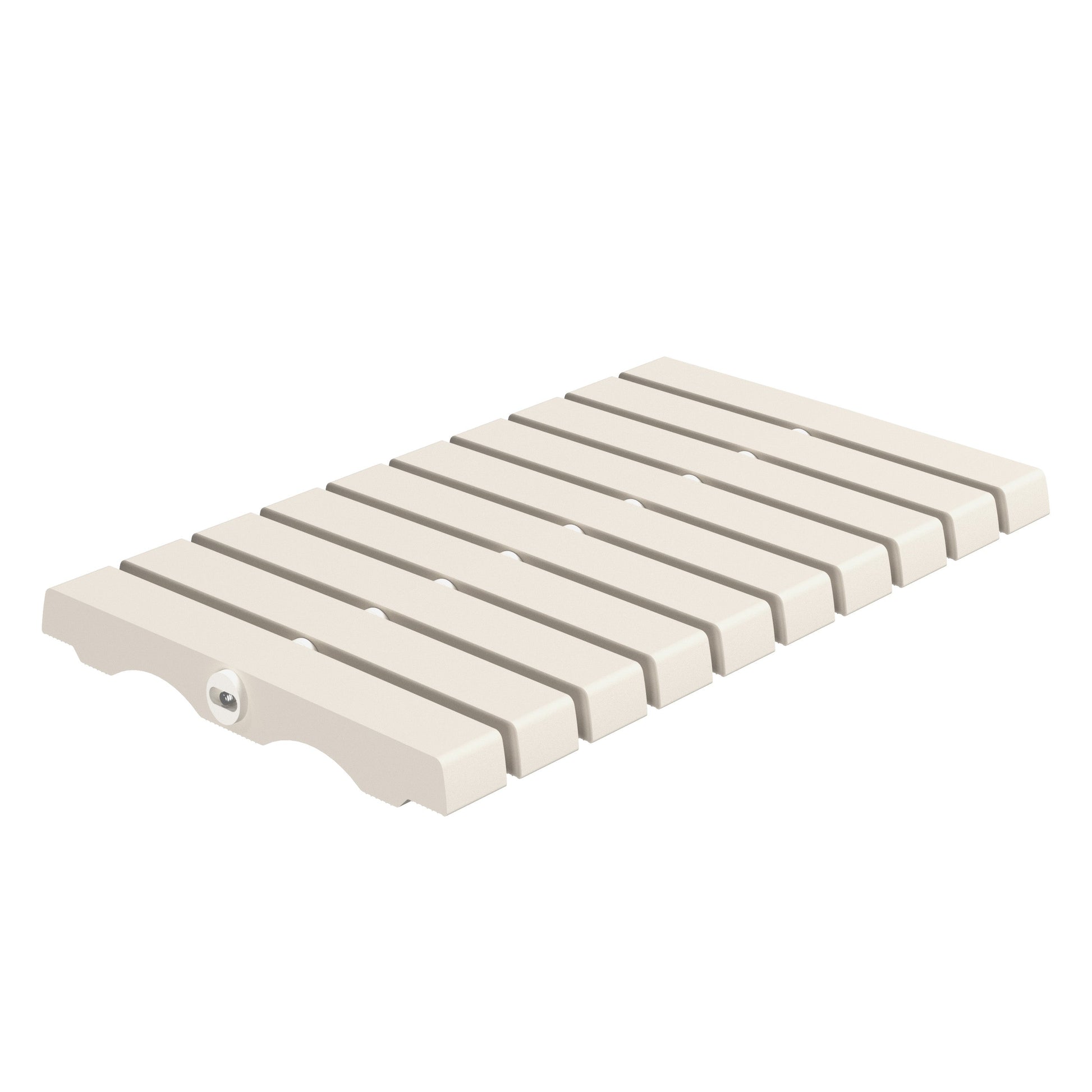 SeraPool Relax flexible porcelain drain grate, beige, 12×20, studio view on white background.