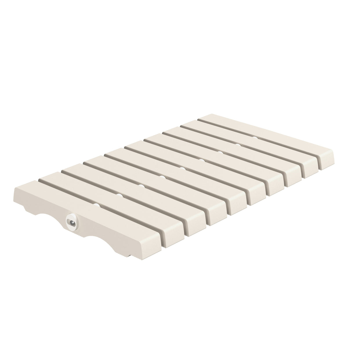 SeraPool Relax flexible porcelain drain grate, beige, 12×20, studio view on white background.