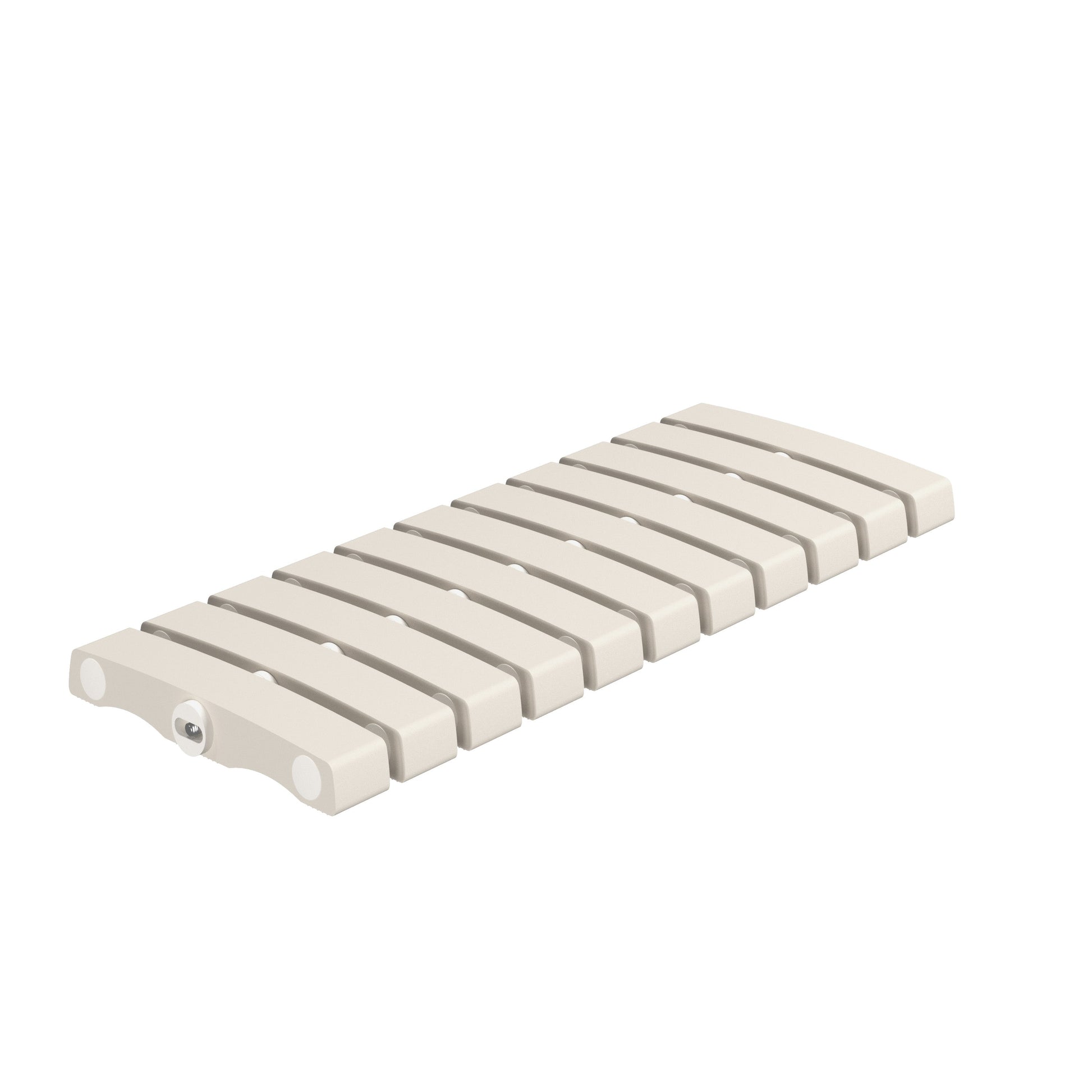 SeraPool Relax flexible porcelain drain grate, beige, 8×20, studio view on white background.