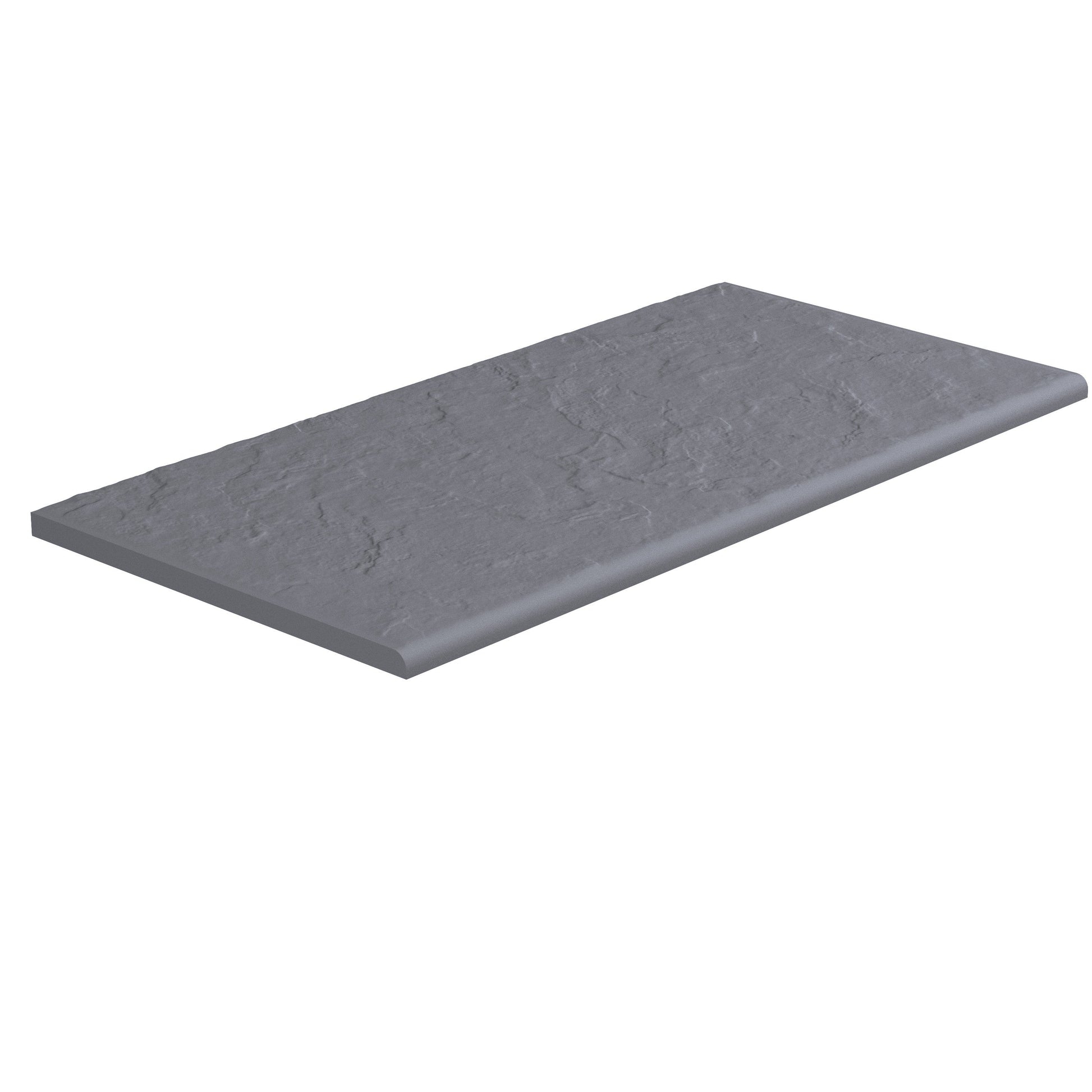 SeraPool Relax full-body porcelain pool coping in Anthracite, half bullnose edge profile, studio view.