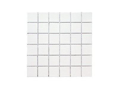 SeraPool White square porcelain pool tiles arranged in a grid pattern on a white background