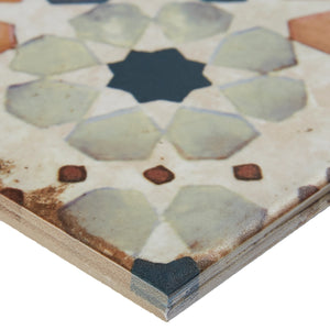 Retro Revival Soft Silver Mist 8×8 porcelain tile edge detail.