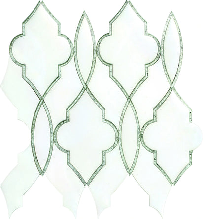 Château Luxe Mosaic Tile – Intricate Water-Jet Marble Design with Modern Elegance.