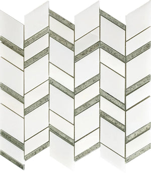 Arctic Serenity Mosaic Tile – Clean Water-Jet Marble Design for Timeless Elegance