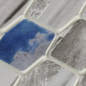 Seascape Ocean Mist pressed-glass lantern mosaic close-up.