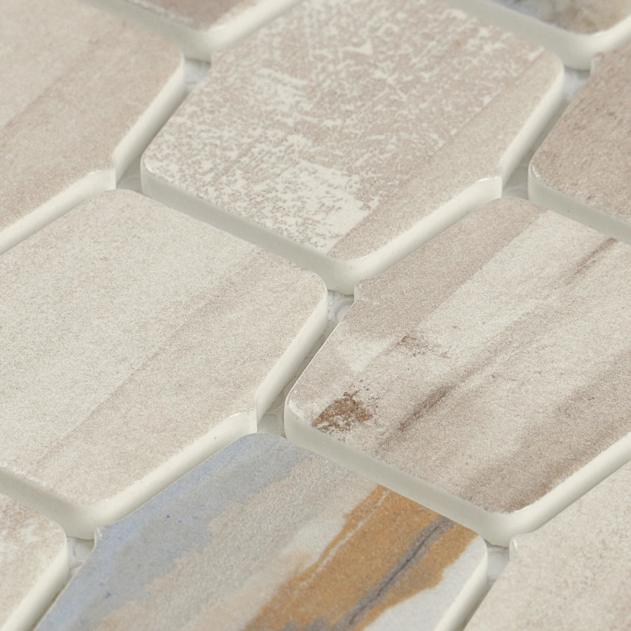 Sunset Coral lantern glass mosaic tile close up detail