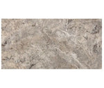 Silver Travertine 12x24 Tile – Cross Cut, honed/filled finish, silver-gray tones, ideal for floors, walls, and showers with a uniform aesthetic.