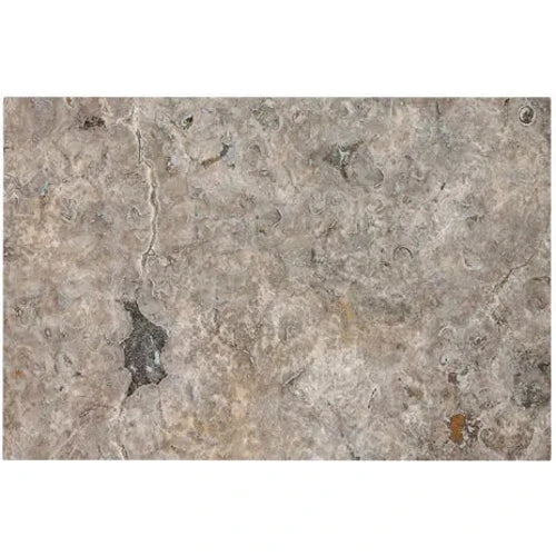 Silver Travertine 16×24×1¼ tumbled paver for patios, pool decks, and walkways.