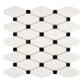 White Thassos Marble Elongated Hexagon Black Mosaic