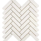 White Thassos Marble 1 x 4 Herringbone Mosaic - mosaic  