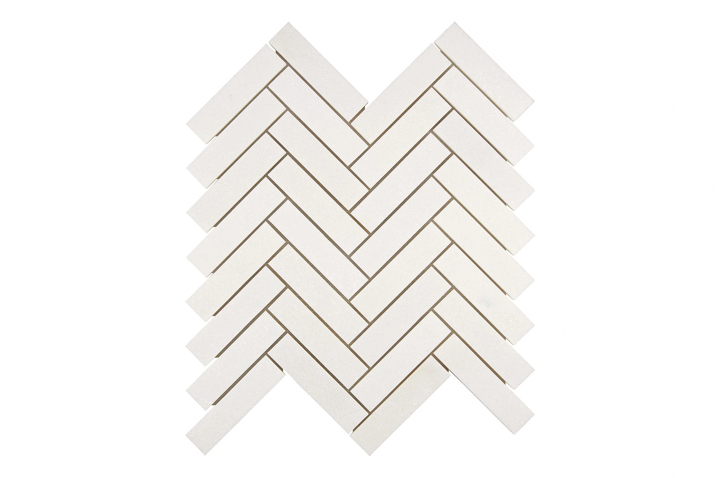 White Thassos Marble 1 x 4 Herringbone Mosaic