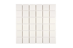 White Thassos 2×2 Mosaic with polished and honed in brilliant white natural marble.