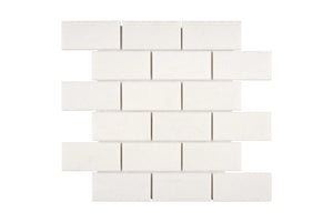 White Thassos 2×4 Mosaic with polished and honed in brilliant white natural marble.