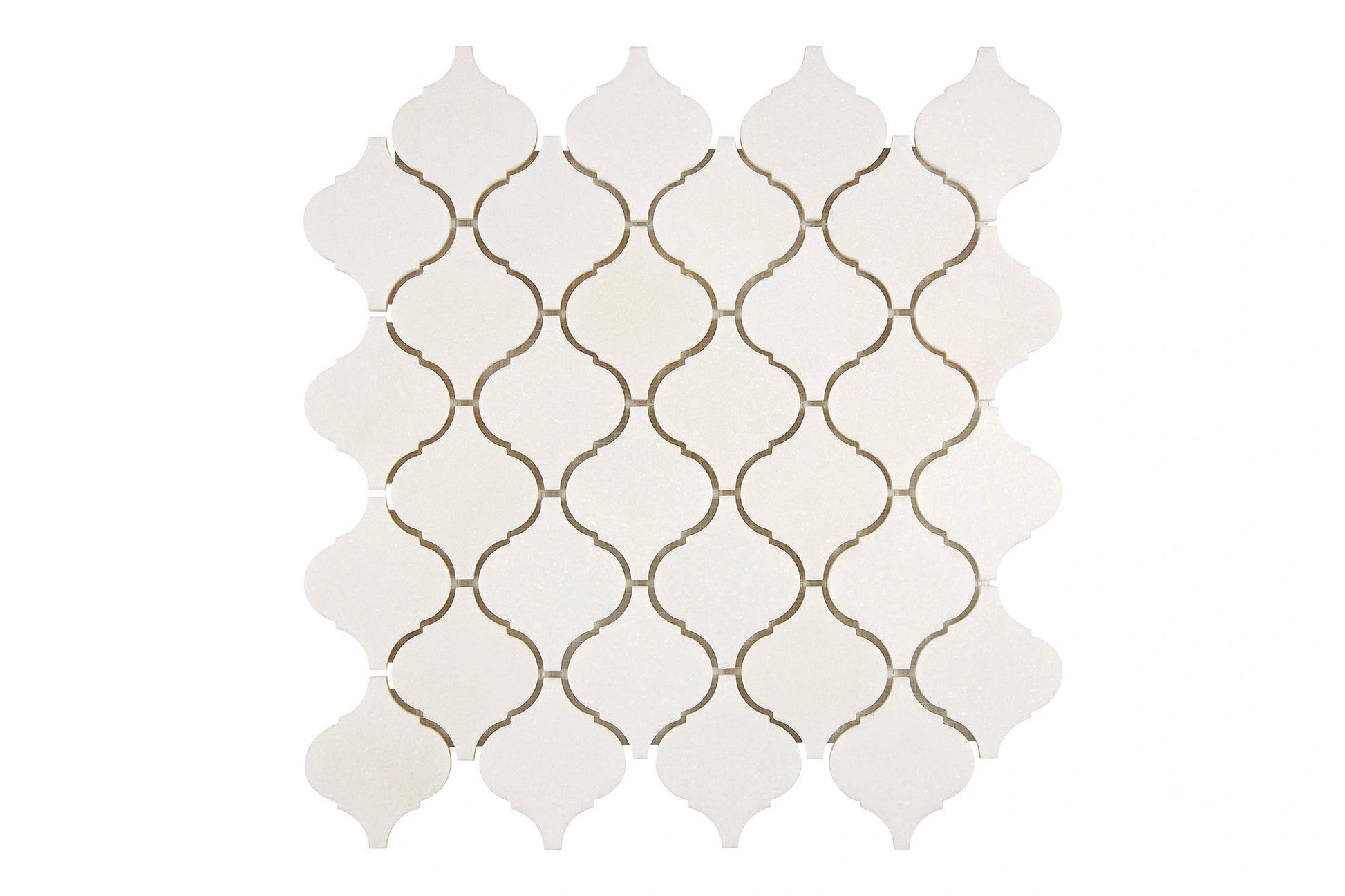 arabesque or lantern white marble mosaic tile thassos white