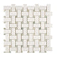 White Thassos Marble Basketweave Green Mosaic