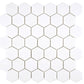 White Thassos Marble 2 In. hexagon mosaic with polished finish for modern interiors.