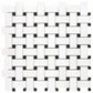 White Thassos Marble Basketweave mosaic with black dots and polished finish for elegant interiors.