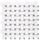 White Thassos Marble Basketweave mosaic with blue dots and polished finish for luxurious interiors.