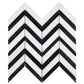 White Thassos Marble Chevron mosaic with black strips and polished finish for bold interiors.