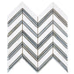 White Thassos Marble Chevron mosaic with blue strips and polished finish for modern interiors.