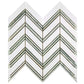 White Thassos Marble Chevron mosaic with green strips and polished finish for modern interiors.