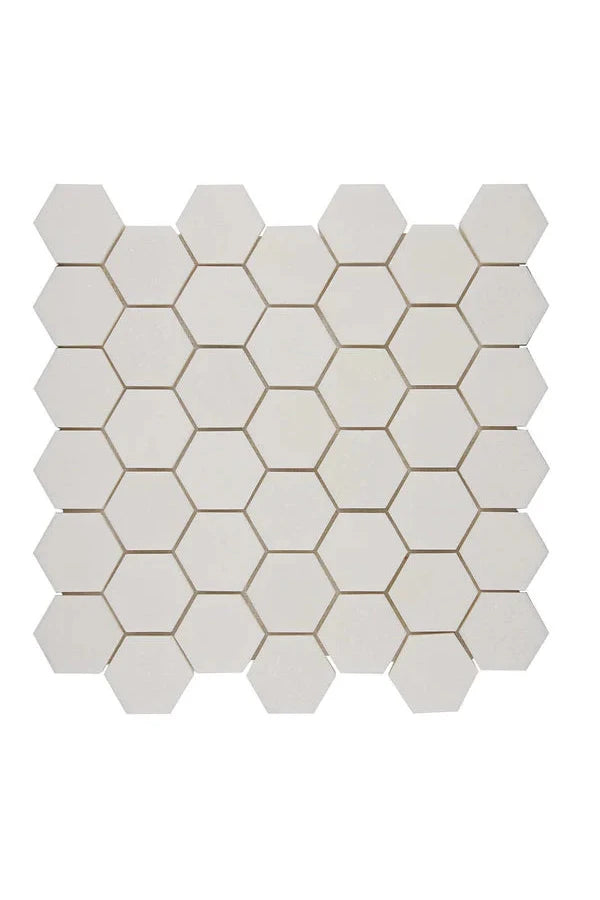 White Thassos Marble 2 In. Hexagon Mosaic - mosaic  