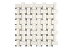 white thassos greek marble basketweave mosaic tile with bardiglio blue dots commercial and residential interior and exterior shower backsplash countertop deck patio wall floor decorative