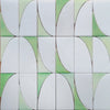 Whimsical Blooms Mosaic – Curved Marble Elegance - Vibrant Colors - Emerald Glow