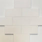 3x6 White Thassos marble subway tile layout, highlighting its pure white surface and clean design, perfect for kitchens and bathrooms.