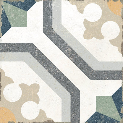 Atlas Petals 8x8 porcelain tile showcasing vibrant floral Moroccan artistry.